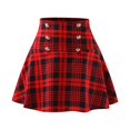 thumbnail image 3 of Fgnfyis Jupe à Carreaux pour Femmes, Mode Décontractée, Imprimé à Carreaux, Jupe Trapèze Mini avec Design à Boutons pour Tenues, Jupes pour Femmes, Rouge G, 3 of 6