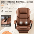 thumbnail image 3 of Homall Chaise de Bureau Réglable en Hauteur avec Massage, Chaise d'Ordinateur Inclinable Ergonomique en Cuir pour Cadre, Soutien 8 Heures, Conception Robuste, Brun, 3 of 8