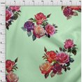 thumbnail image 3 of oneOone Tissu Polyester Lycra Feuilles et Roses Imprimés Aquarelle au Mètre 56 Pouces de Large, 3 of 4