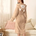 thumbnail image 2 of Teissuly Peignoirs pour Femmes Mode Allongée Garde au Chaud Col Châle Même Style Pyjama à Capuche Manches Longues Robe de Nuit Unie, 2 of 7