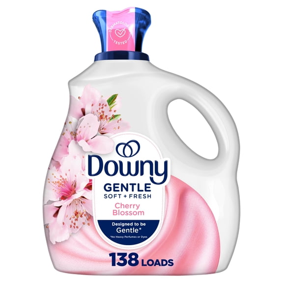 Downy Gentle Soft + Fresh Fabric Softener Liquid, Cherry Blossom Scent, 2.76 L, 138 loads, Liquid Fabric Softener Designed to be Gentle on Skin