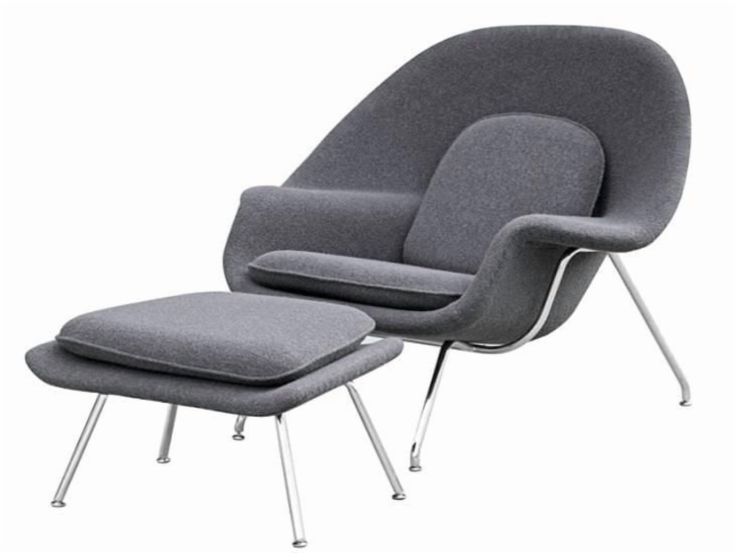 Plata Décor Import Inc. – Fauteuil rembourré Manny avec repose-pieds, gris, pour le salon ou la chambre à coucher – Siège d'appoint moderne et confortable