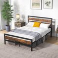 thumbnail image 1 of Costway Full Industrial Metal Platform Bed Frame Rustic Headboard Mattress Foundation, 1 of 10