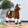 thumbnail image 2 of Qaba Cheval à Bascule pour Bébé, Animal en Peluche à Bascule pour Enfants, Jouet à Chevaucher pour Enfant avec Son Réaliste, Poignée de Préhension, Brun, 2 of 9