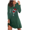 thumbnail image 1 of CEHVOM Femmes Sexy Noël Vin Verre Impression Couverture Longue Robe de Femmes, 1 of 3
