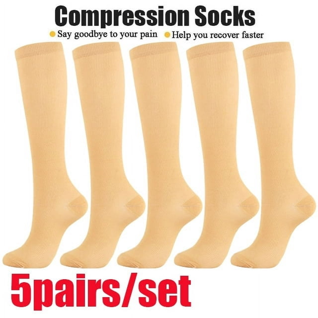 CHUANK (5 Pairs) Compression Socks 20-30mmHg Graduated Support Mens Womens S-XXL