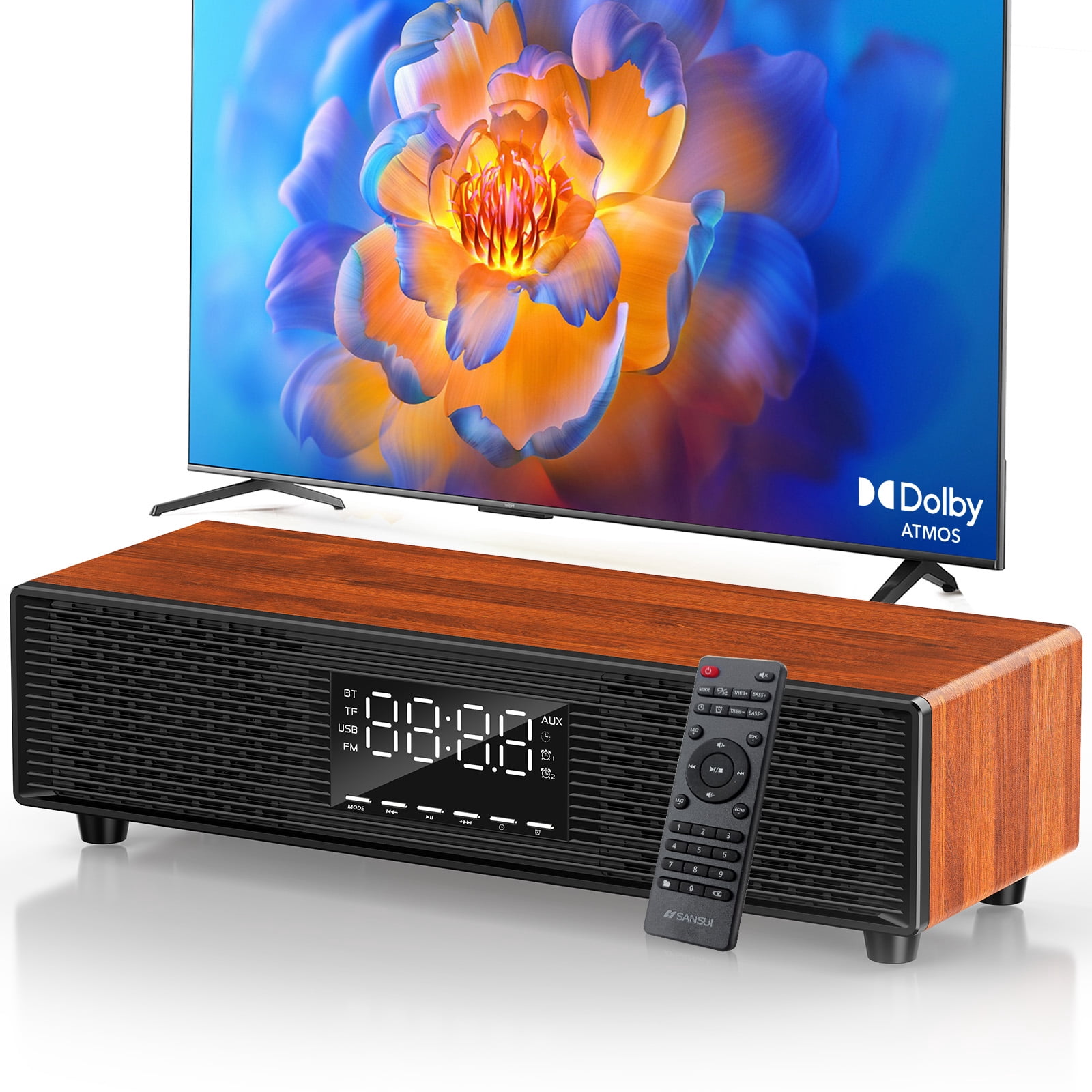 JYX Sound Bar, Speaker for TV with Remote, 50 W, Auto Volume Boost, 3 Equalizer Modes, Soundbar for PC/Gaming/Projectors