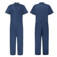 thumbnail image 3 of Mens Zipper Overalls Lapel Solid Color Jumpsuit Suit Thin Breathable Suit, 3 of 7