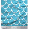 thumbnail image 1 of Soimoi Blue Poly Georgette Fabric Curve Hand Drawn Fabric Prints By Yard 42 Inch Wide, 1 of 3