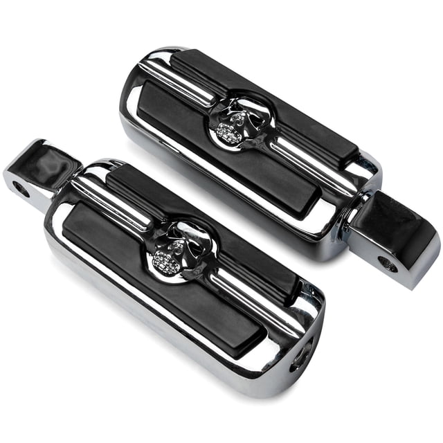 Krator Chrome Skull Foot Pegs Compatible with Honda Shadow 1100 Aero - 1999-2002 (Rear Only)