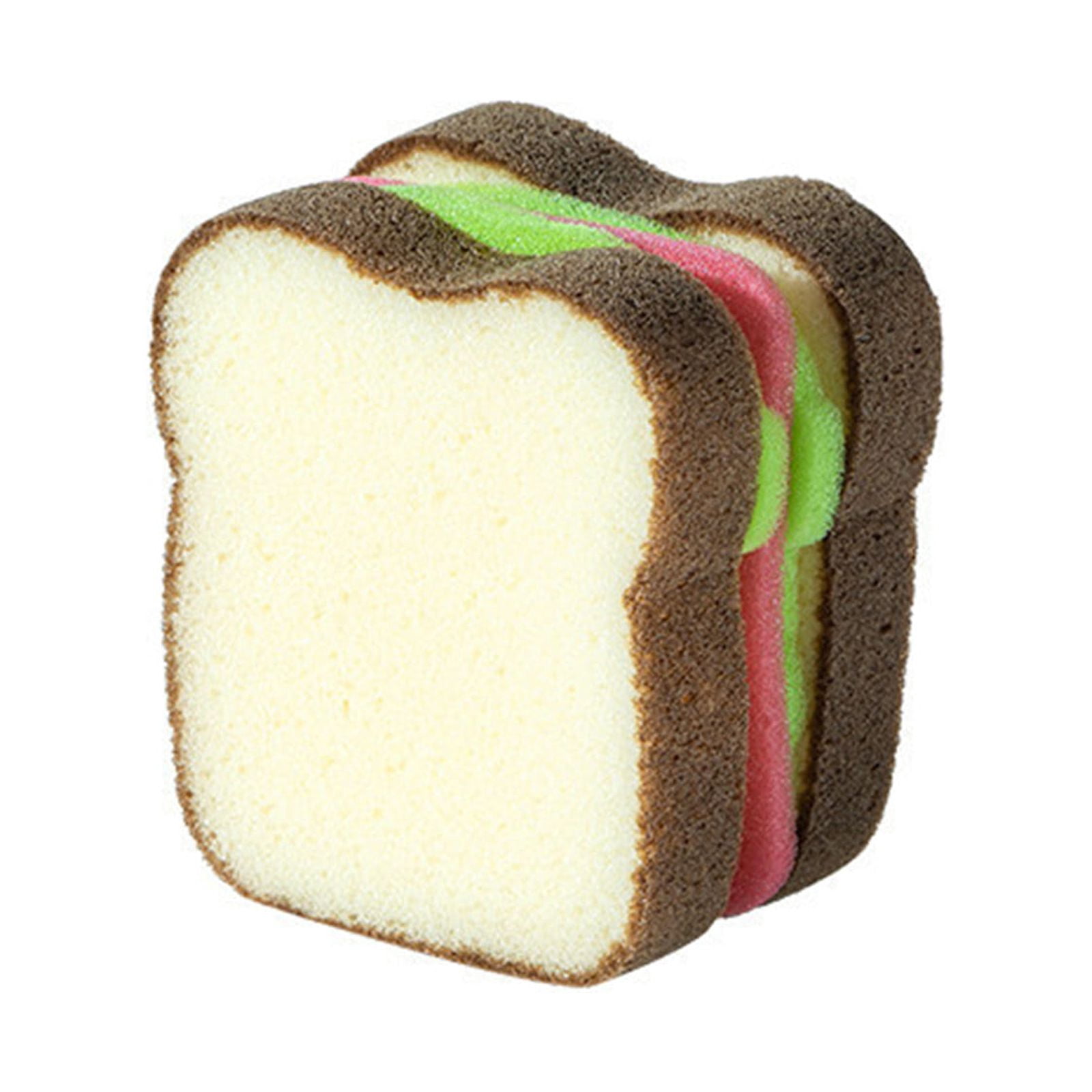 CEHVOM Decontamination Dishwashing Sponge, Bread Sandwich Shaped Sponge, Adorable Deep Cleaning Thickened Scrub Kitchen Sponge, Dishwashing Brush For Cleaning Kitchen Clearance