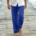 thumbnail image 2 of WRKEKC Casual Pants for Men Relaxed Fit Straight Leg Beach Pants with Drawstring and Pockets Solid Color for Summer Wear, 2 of 6