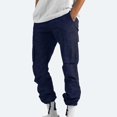 thumbnail image 2 of CHOK Men Flap Pocket Drawstring Elastic Waist Cargo Pants Straight-Fit Casual Pants Solid Trousers Relaxed Plus Size Long Pant, 2 of 9