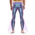 thumbnail image 2 of TiaoBug Mens Metallic Shiny Mermaid Flare Pants Ruffled Tulle Trims Fishscale Print Tights Leggings Purple XL, 2 of 5