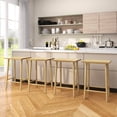 thumbnail image 2 of Costway 25.5" Counter Height Stool Set of 4 with Footrest & Solid Wood Frame Natural, 2 of 8