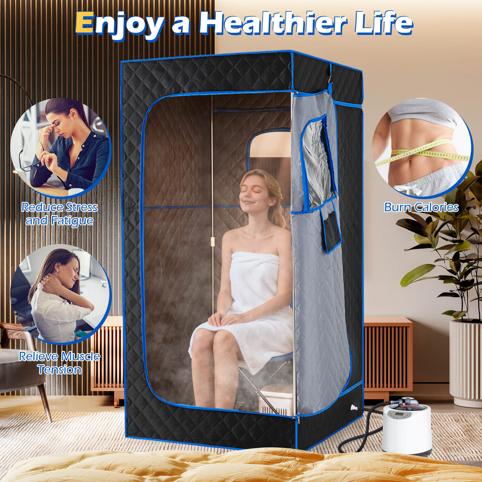 Costway Portable Steam Sauna Box, Extra-Large 35