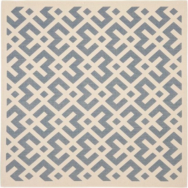 Safavieh Courtyard Collection Tapis Bleu Intérieur Extérieur, Carré, 5 Pieds3 Pieds, Fabriqué à la Machine, 1 Unité