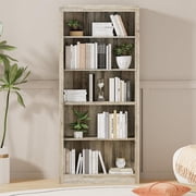 Yiwa White 71" Book Shelf, Modern 5-Tier Wooden Bookshelf with Open Storage & Anti-Tip Safety for Home Office, Bedroom, Living Room