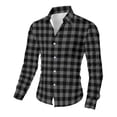 thumbnail image 4 of Timdgard Button down Shirts for Men Fall Plaid Lapel V Neck Long Sleeve Shirts Work Casual Tops, 4 of 8