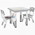 thumbnail image 1 of Qaba Ensemble de Table et Chaises pour Enfants 3 Pcs à Hauteur Réglable avec Rangement, Gris, 1 of 10