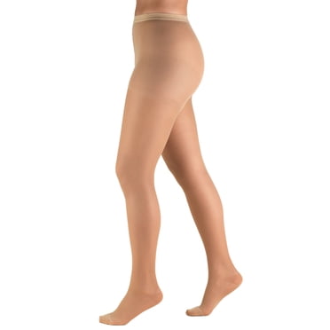 Truform Sheer Compression Pantyhose, 15-20 mmHg, Women's Shaping Tights, 20 Denier, Beige, Petite