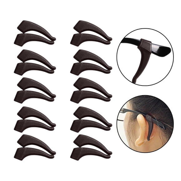 20 Pcs Crochet d'Oreille en Silicone Antidérapant pour Lunettes, Lunettes de Vue, Antidérapant, Noir