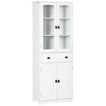 HOMCOM Armoire de Rangement de Garde-Manger de Cuisine 63 Pouces avec Tablettes Ajustables Porte en Verre