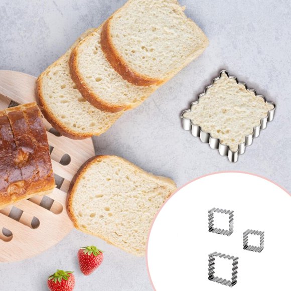 Cqxid Biscuit Moulds Under $5 3Pcs Rectangle Scalloped Edge Cookie Cutter Set Rectangle Cookie Cutter Stainless Rectangle Rectangle Fluted Edge Cutters 0.8 Inch Depth
