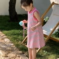 thumbnail image 5 of JDQJBZ Girls Sleeveless Dress Striped Print Tank Style Casual Summer Outfit, 5 of 5