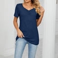 thumbnail image 4 of Timegard Hauts pour Femmes Manches Courtes Col en V Froncé Blouse Confortable Tunique Décontractée à Porter avec des Leggings, 4 of 6