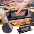 thumbnail image 1 of Summer Savings Kcavykas Kitchen Goodies,Iron Rectangular Lattice Meat Press Board with Wooden Handle Meat Press, 1 of 8