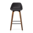 thumbnail image 3 of Bouclair Black Faux Leather and Walnut Wood Bar Stool, 3 of 7