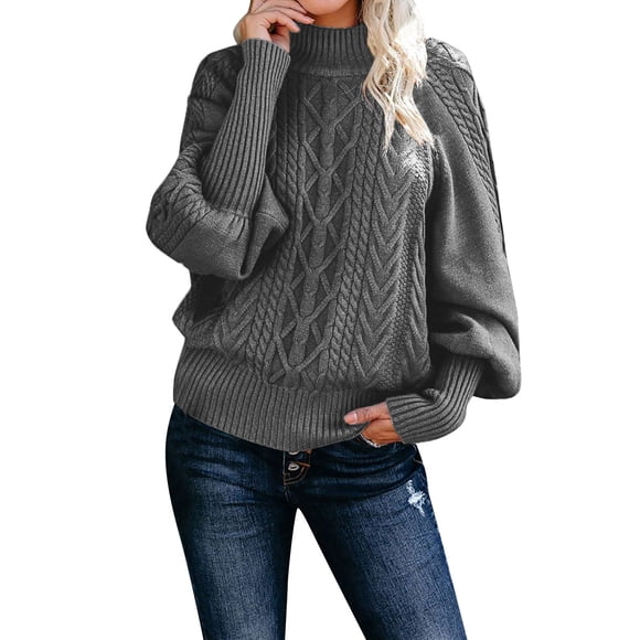 Women's Pullover Sweater Ladies Women's Sweaters for Work Different Outfits Mid Neck Loose Long Mens Big And Tall Sweatshirts Time Women Sleeve Knit Solid Color Women Petite Sweaters Mens
