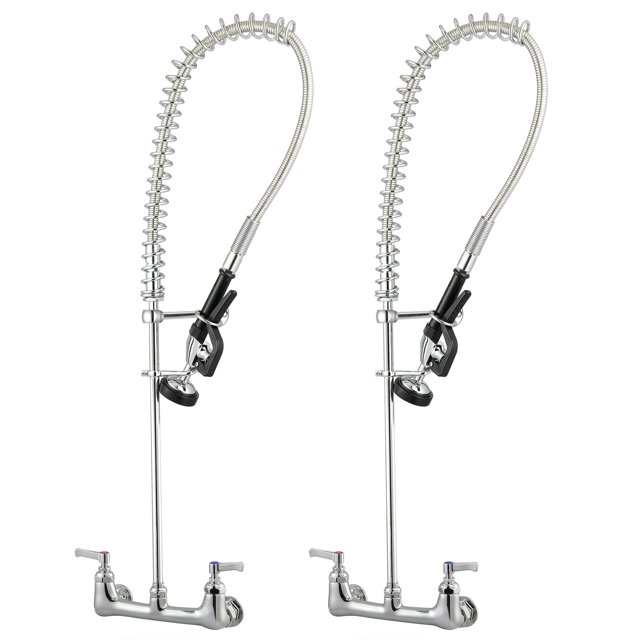 Aquaterior Lot de 2 Pulvérisateurs Muraux 41 Pouces pour Cuisine Commerciale Pré-Rinçage Robinet Pivotant Rétractable pour Évier 2/3 Compartiments