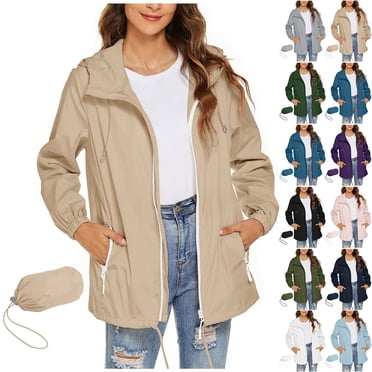 Sentmoon Manteau de Pluie pour Femmes à Manches Longues, Ponchos, Couleur Unie, Compressible, à Capuche, Manteau de Pluie à Fermeture à Glissière pour Femmes, Imperméable avec Poches pour la Randonnée, le Randonnée et le Voyage TTG
