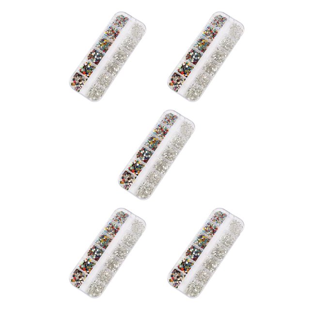 Shengyu 1 Bag Glass Crystal Eye-catching Easy to Paste Nail Rhinestones DIY Handcraft Different Styles Sweet Gift for Mobile Phone Type 1 White and Mixed Colo 5PCS