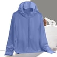 thumbnail image 1 of WRKEKC Summer Reflective UPF 50+ Hooded Jacket Lightweight Breathable Solid Color Night Running Essential for Women Sky Blue 3XL, 1 of 2