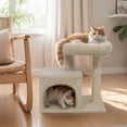 thumbnail image 2 of Gymax 19.5'' Small Cat Tree w/Large Padded Plush Perch Condo Sisal Scratching Posts Beige, 2 of 10