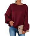 thumbnail image 1 of ZANZEA Chemises Décontractées en Soie à Manches Bouffantes à Col Rond pour Femmes, Blouse de Boîte de Nuit, Hauts, 1 of 8