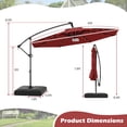 thumbnail image 3 of Gymax Parasol Suspendu Déporté Solaire de 10 Pi pour Patio avec 32 Lumières DEL Rouge, 3 of 10