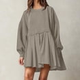 thumbnail image 3 of Pisexur Robe Chandail Surdimensionnée pour Femmes, Col Rond, Manches Longues, Patchwork, Robe d'Automne, Chandail à Enfiler, Hauts Amples et Fluides, Robe Chandail, Mini-Robe, 3 of 8