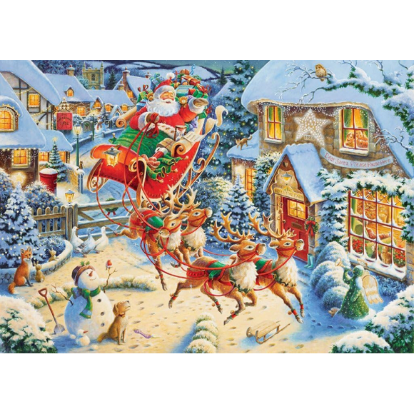 Refurbished Ravensburger 80330 Santa's Flying Visit - 1000 Pieces Christmas Puzzle