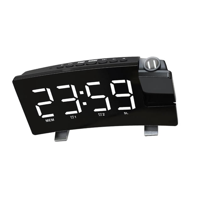 mmirethe Alarm Clock Radio Projection Dual Alarm LED Desktop FM Radio White Light