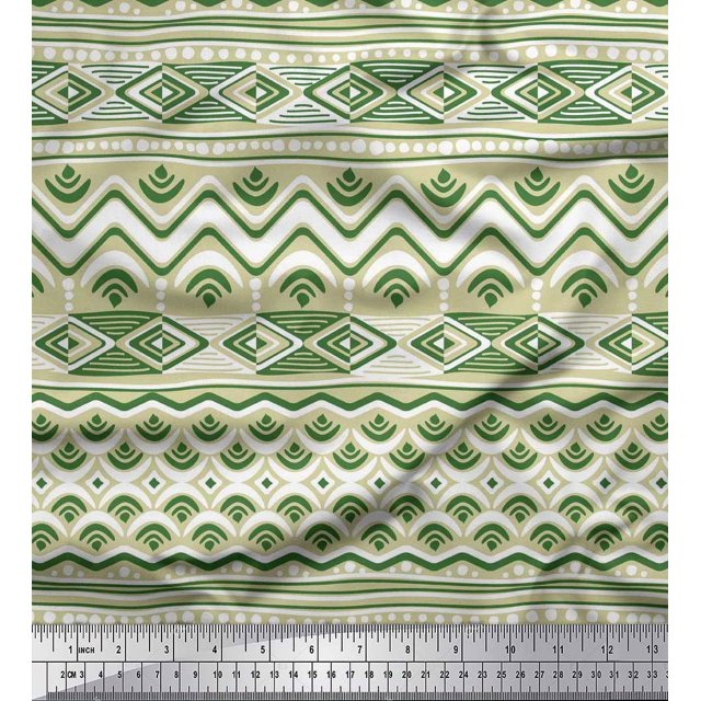Soimoi Cotton Duck Fabric Aztec Geometric Print Sewing Fabric Yard 56 Inch Wide