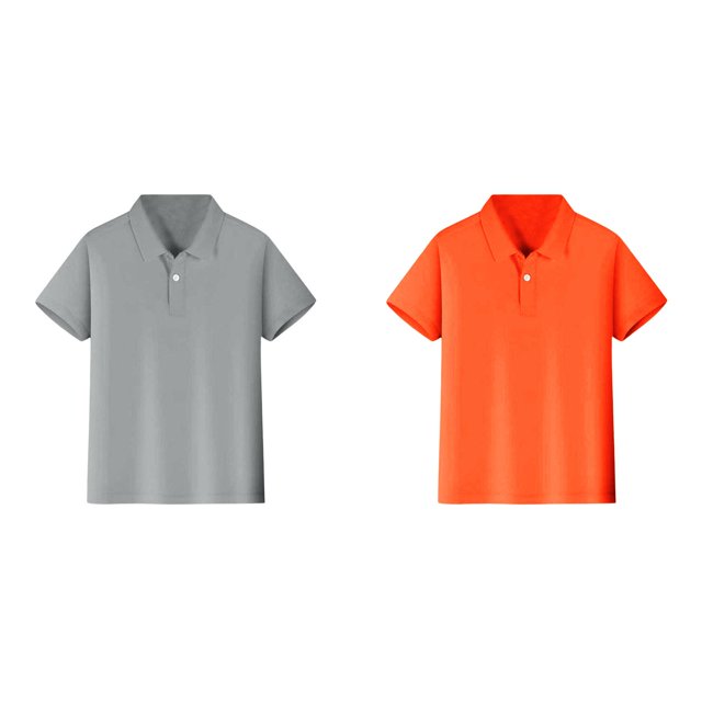 2 Pack(Orange 1PCS & Grey 1PCS) Multipack Small Pack Short Thermal Long Sleeve Shirt Button Closure Comfortable & Soft Fabric