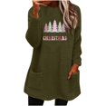 thumbnail image 2 of Qertyioot Chandails à Col Rond de Noël pour Femmes, Hauts Blouse à Manches Longues Chauds à Imprimé Ample avec Poche pour l'Hiver et le Rond, 2 of 4