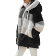 thumbnail image 2 of FOCUSNORM Women Contrast Color Hooded Coat Long Sleeve Zip-up Plush Tops, 2 of 6