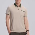thumbnail image 2 of Sentmoon Blouses Plus Size Loose Turndown Collar Short Sleeve Mens Tops Summer 2025 with Pockets Button up Solid Color Mens Dress Shirts Streetwear for Wedding Guest Khaki XXXL, 2 of 6