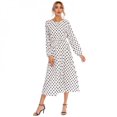 thumbnail image 1 of Robe en Mousseline à Pois pour Femmes, Col à la Taille, Longue, d'Été, Blanche, P, 1 of 7