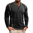 thumbnail image 1 of RXIRUCGD Chemise Décontractée pour Homme à Couleur Unie, Boutonnée, Col Rond, Manches Longues, Noir, Taille : L, 1 of 9